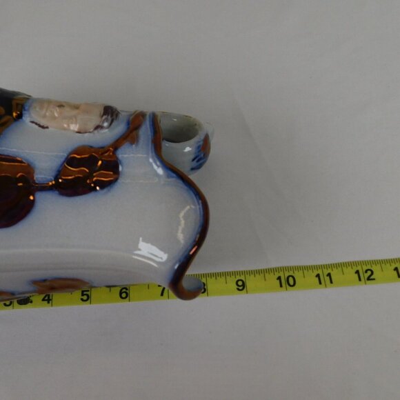 Antique Flow Blue Ceramic Copper Luster Commemorative Jug Cambell Havelock FLAW - Picture 14 of 14